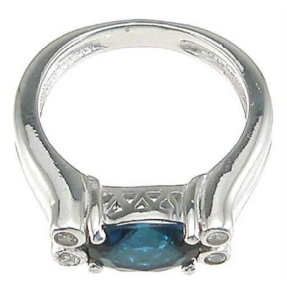 Fashion Simulated 1.0 Ct Sapphire Womens Size 5.75 Ring Sterling Silver - Picture 3 of 3